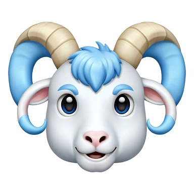 white ram with light blue horns sticker