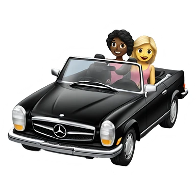 Black Mercedes Cabrio with two happy girls sticker