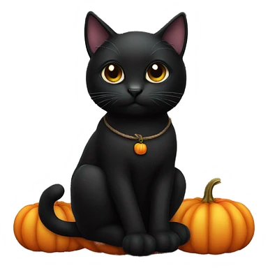 Black cat sitting on a pumpkin sticker