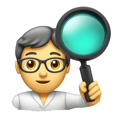 a researcher with a magnifier sticker