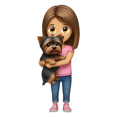 Yorkshire Terrier in the arms of a girl with brown hair sticker