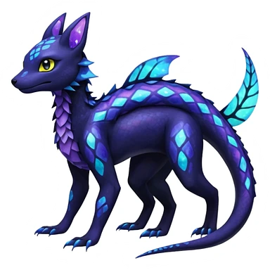 L Scaley Exotic Salandit-Aurorus-Umbreon-Fakémon-hybrid-creature (full body), 4 legs sticker