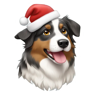 Australian shepherd in a Santa hat sticker