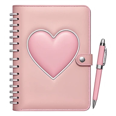 Aesthetic romantic soft aesthetic pastel light pink note journal book with a white heart motive on it + a pink pen next to it sticker