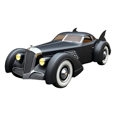  the animated series aerodynamic opulent dark knight futuristic concept Batmobile loosely based on 1936 cord 812 Cadillac(flat long straight faceted mechanical body) winged stealthy street hot rod  sticker