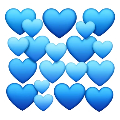 "A set of blue hearts in gradient shades, arranged in a neat and aesthetic pattern."
 sticker