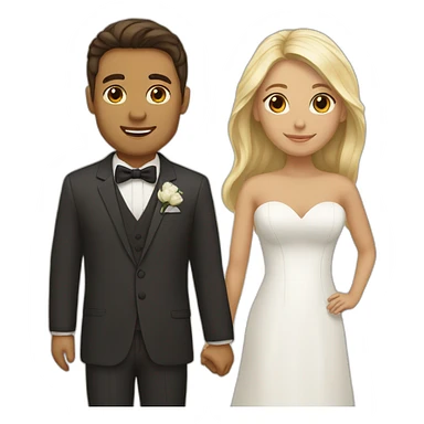 Tan Woman with dark brown hair and man with blonde hair getting married sticker
