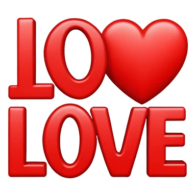 The word "Love" in vivid red color, typography  sticker