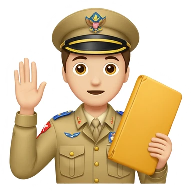 Maak een persoon in scoutsuniform. Maak zijn volledige lichaam en laat hem een afwegings gebaar maken met zijn handen sticker