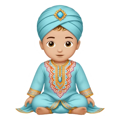 baby boy dressed in colorful ghalibiya with delicate decorations sticker