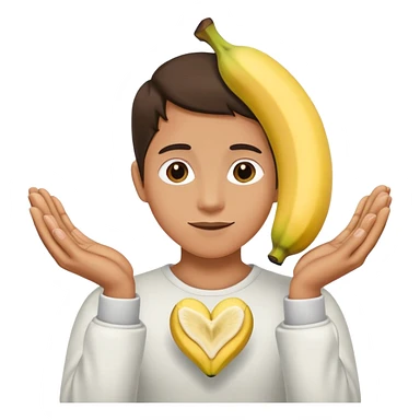 peeled banana with two hands forming a heart shape around it sticker