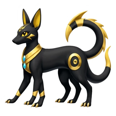 Shiny 4-legged Umbreon-Anubis-Salandit-Zeraora-fusion, full body sticker