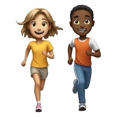 smiling girl with boy portrait running  sticker