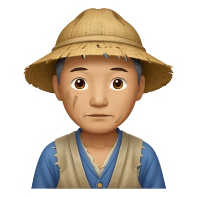 china ancient man, farmer, tattered sticker