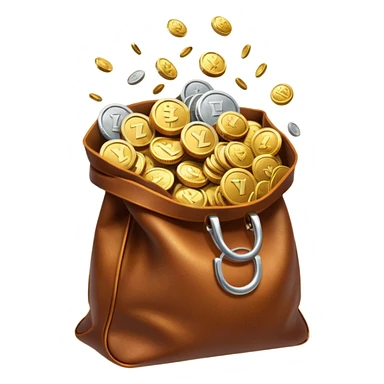 Gradient coins  inside a brown leather bag sticker