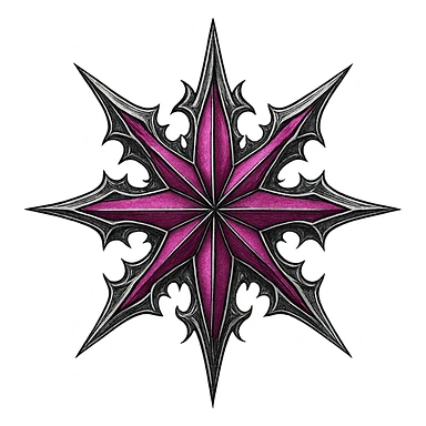 gothic star, pink and silver, dramatic and stylish sticker