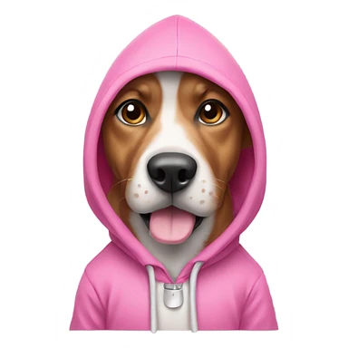 Dog wearing a pink hoodie sticker