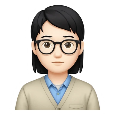 asian nerd with black hair  sticker