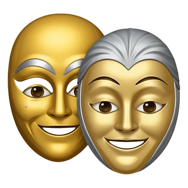 two masks: one smiling, one sad sticker