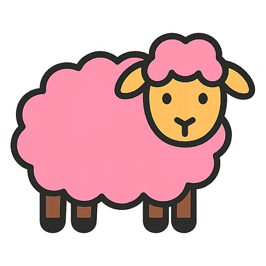 color outline icon of a pink sheep sticker