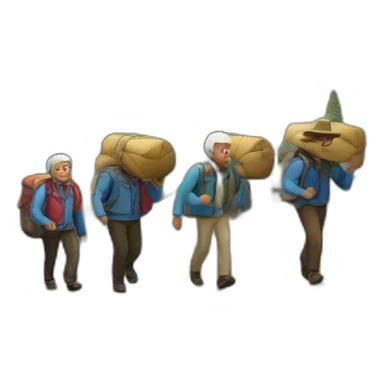 Senderistas hombres caminando por la montaña sticker