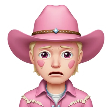Crying pink cowboy sticker