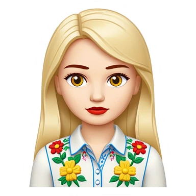 A Ukrainian girl in an embroidered shirt holds Lego bricks sticker