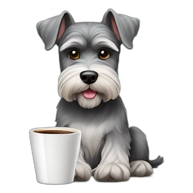 Full Schnauzer with a up of coffe sticker