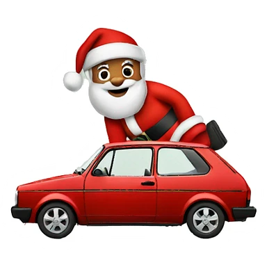 santa in a volkswagen golf sticker