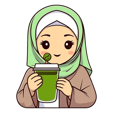 hijabi with matcha sticker