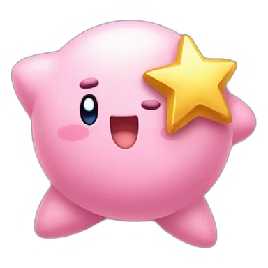 clean cute happy Kirby with a golden star emote sticker