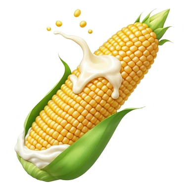 A corn cob spouting yogurt from the end of it  sticker