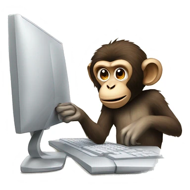 Funny monkey works at the computer  sticker