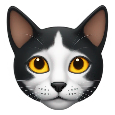 Black cat with orange spots, white chest and yellow eyes sticker