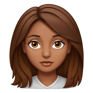 Chica morena con el pelo café medio largo en capas bonita con ojos negros  sticker