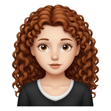 aesthetic white girl with brown long curly hair and dark , white topbrown eyes sticker