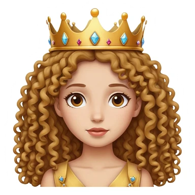 Curly girl with long hair and a crown sticker