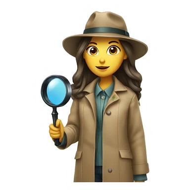 girl in a detective costume, in a raincoat, with a hat and a magnifying glass in her hands sticker