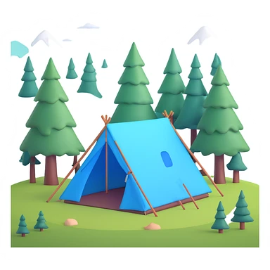 cozy tent in Scandinavian Lapland forest with pine trees sticker