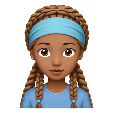 big lose braided woman face wiith big visible braids and mono color headband on head sticker