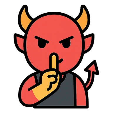 devil with finger to lips color outline icon sticker