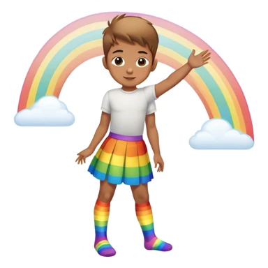 Boy wearing a skirt and rainbow tights  sticker