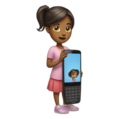 Girl with big smartphone  sticker