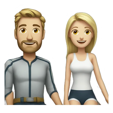 White Man and white women on a boat sticker