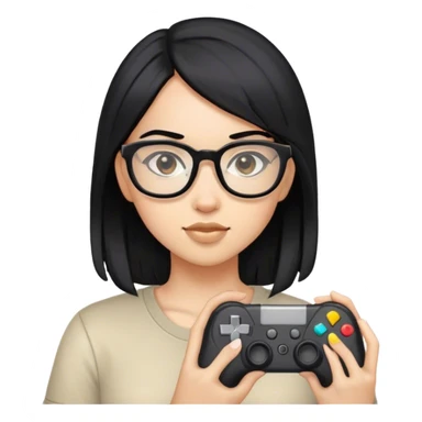gamer, black hair girl with glasses sticker