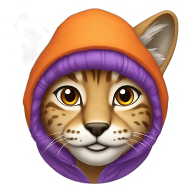 Lynx in purple hoodie and orange winter cap sticker