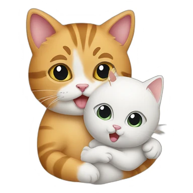 cat holding a baby cat sticker