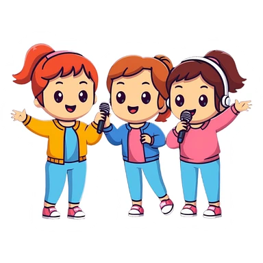 3 girls singing in a car sticker