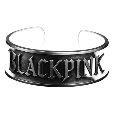 BLACKPINK-inspired gothic bracelet, no hearts, chrome style, shiny and dramatic, black and pink colors sticker