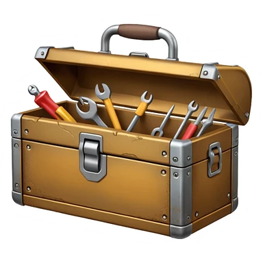 3D Brown golden toolbox sticker